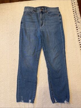 Express Straight-Leg High-Rise Jeans in Medium Blue